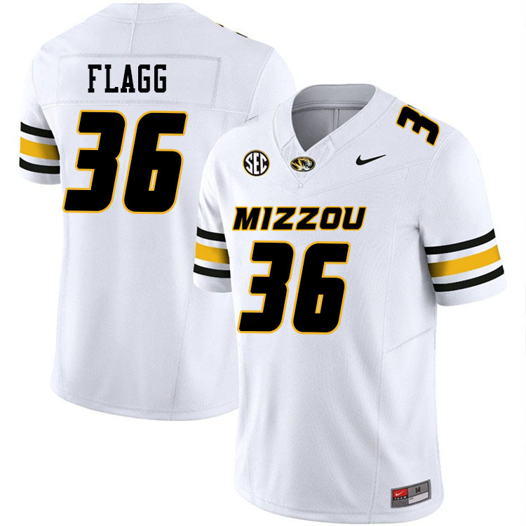 Men #36 Caleb Flagg Missouri Tigers College Football Jerseys Stitched-White